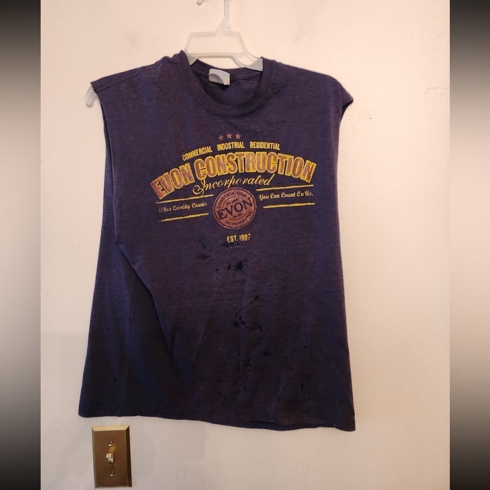 Y2k sleeveless construction logo shirt size mens large